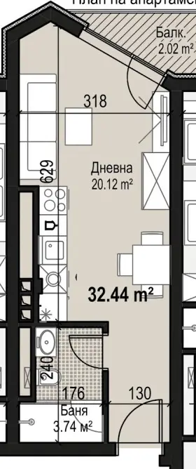 1-room apartment in Banishora, Sofia (Capitol Residence) — 3/7